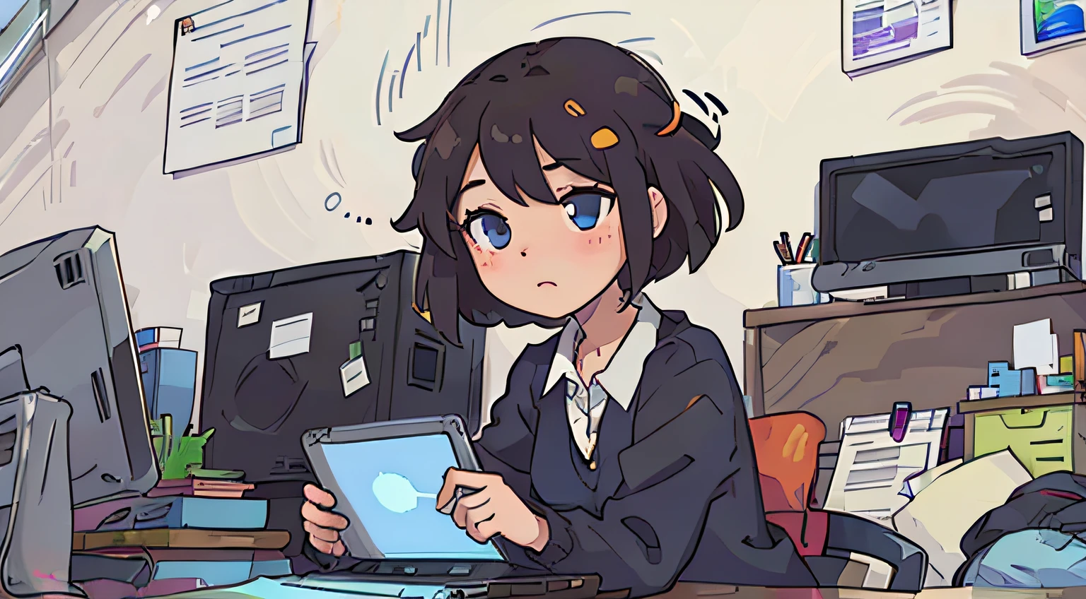 Office worker operating a computer