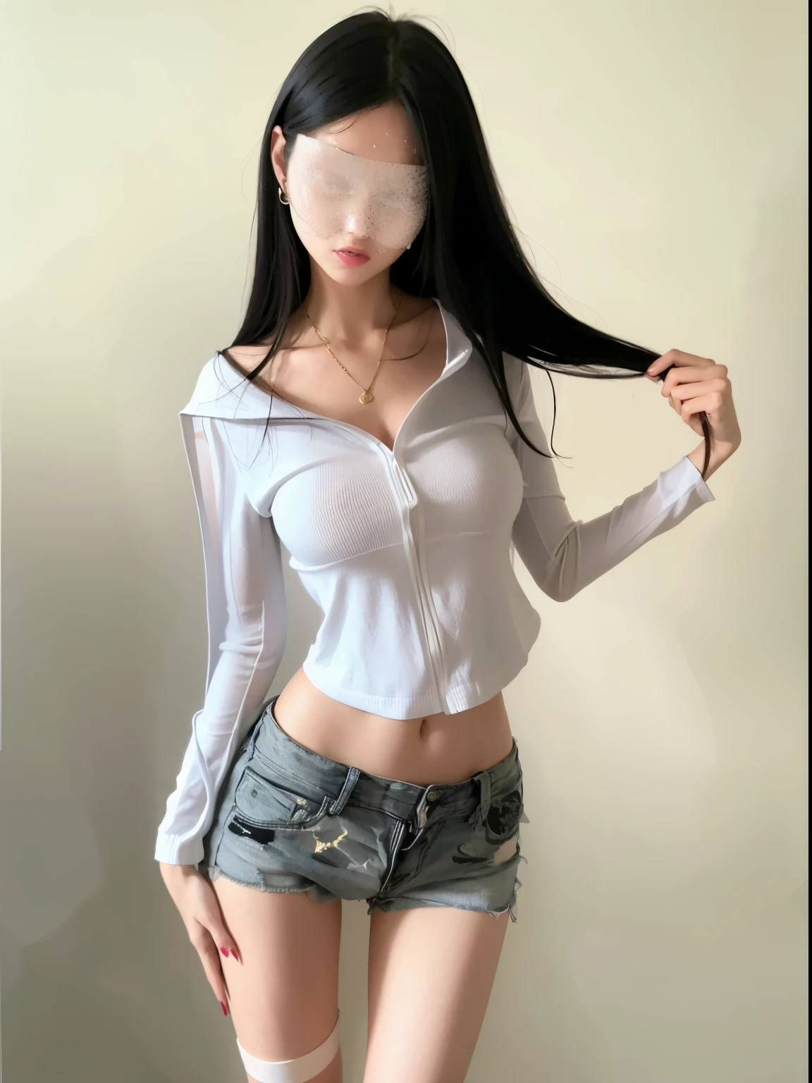 (white oversized_hoodie: 1.0)break, ((Night, Real Light, Best Quality, Raw Photo, Masterpiece: 1.3, 2girls)), Normal Body Beauty: 1.4, (Japan person, black hair, Long hair, Colossal: 1.8), soft breasts, ultra-detailed face, detailed eyes, double eyelids, smile, cross-eyed, black choker, cleavage, off-shoulder, (absolute area), naked, panties, (hug), ((sweat)), moisture, nsfw,