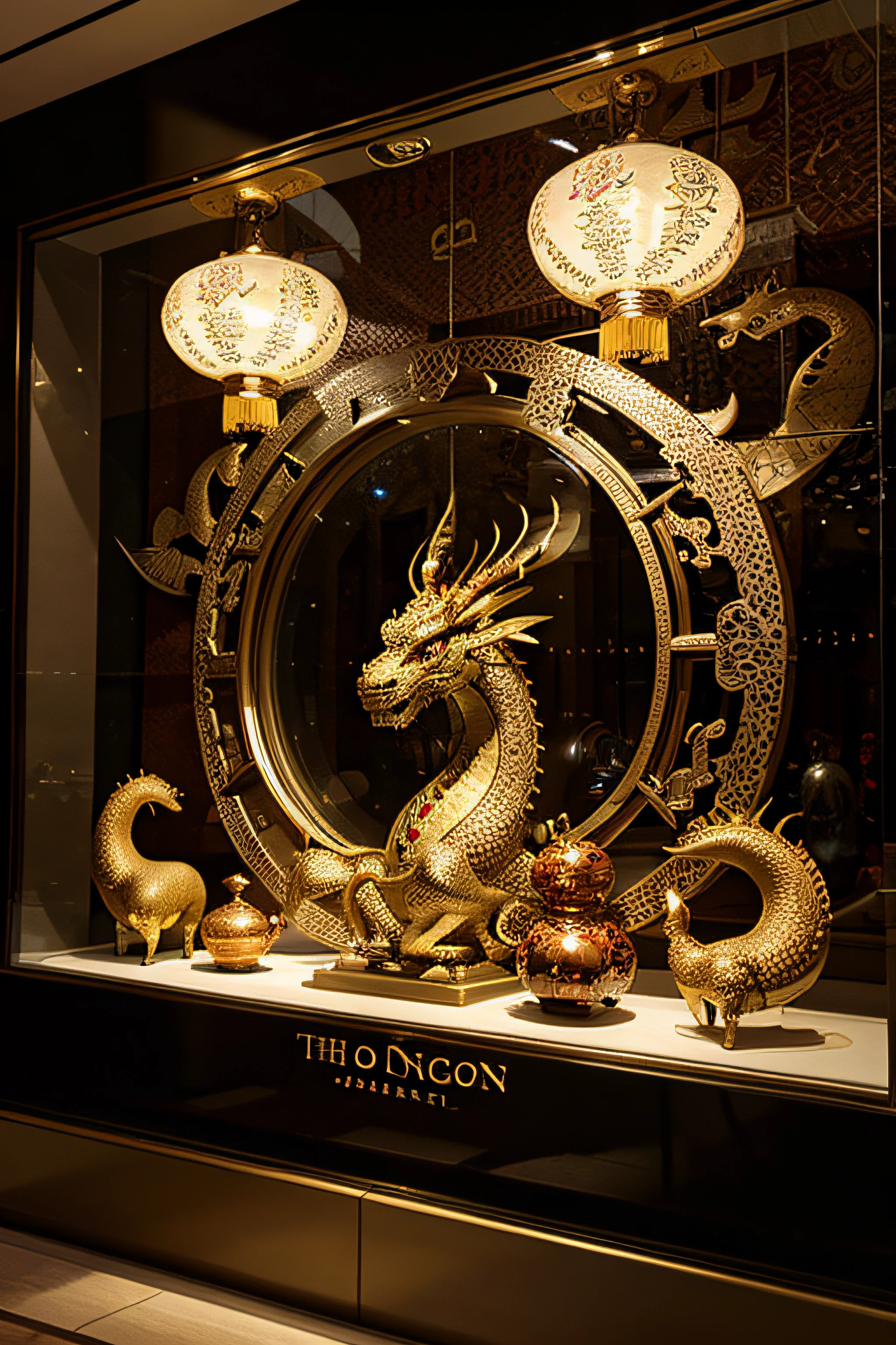 year of dragon window display of chinese jewelry brand with no human