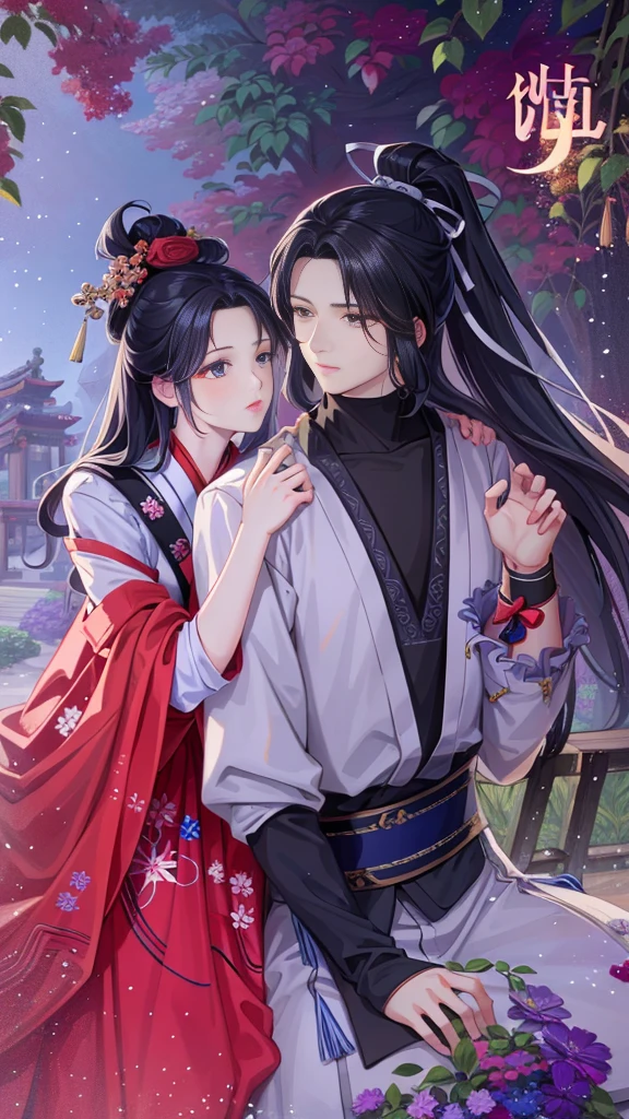 Works of masters,It's engaging and beautifully composed.,Enough to be a masterpiece。This painting is undoubtedly super detailed,Best Picture Quality,Higher quality,high detal, 超高分辨率, 8K分辨率, depth of fields, cinematic photogtaphy, intricately details, heads up, meticuloso, splendor, max detail, Extremely beautiful, (((1个Giant Breast Girl, 独奏))), photore, tmasterpiece, (Best Picture Quality), Higher quality, high detal, 超高分辨率, in a panoramic view, exquisite facial features, is a perfect face,detailed digital anime art,,Anime couple sitting on bench,The background is a painting, Gurwitz style artwork, 宮 , A girl in Hanfu, Guviz, Wearing ancient Chinese clothes, Inspired by Bian Shoumin, Detailed fanart, Very detailed and beautiful fan art, Guweiz in Pixiv ArtStation, cute couple, Kawasi, boy girl traditional romance