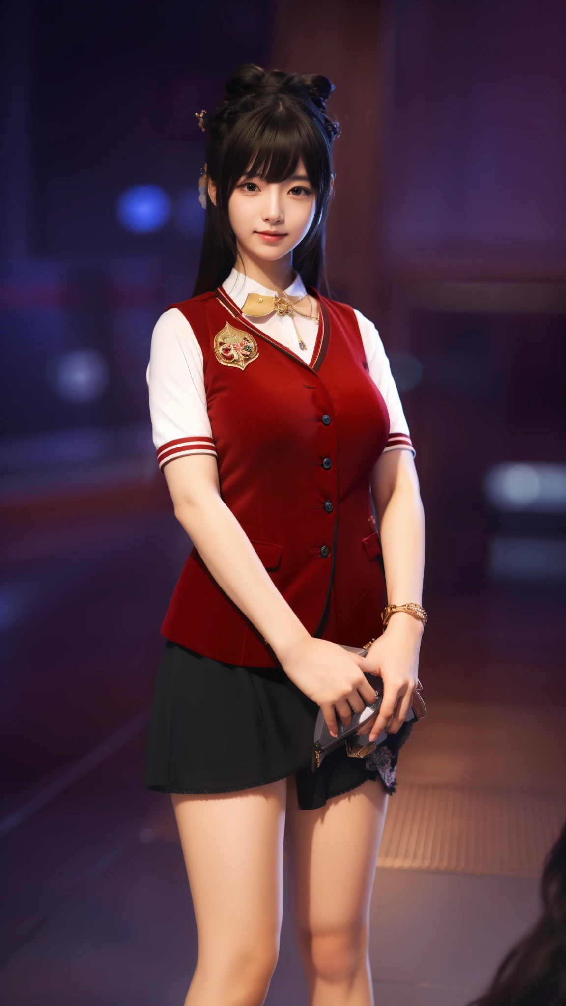 Anime, Korea, 1 girl, beautiful, 8k Quality, big breasts, long hair, black hair