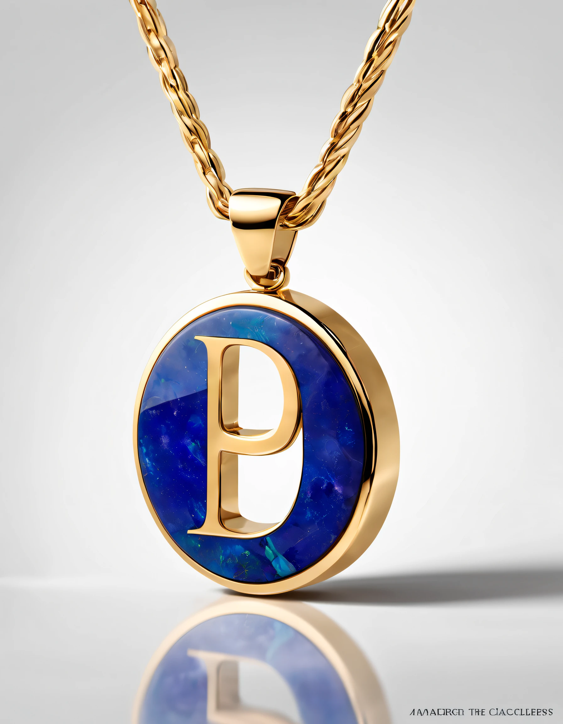 pendant design,Logo design，European and American minimalist style， (Letter P pendant design), （double opal：1.0）, Black gold border, lapis lazuli，turquesa，black shell，Van Cleef & Arpels & alpes & alps ,cartier, Background with: The white,The content is very detailed, Best quality, tmasterpiece, A high resolution, hyper realisitc, 8K,gentlesoftlighting，