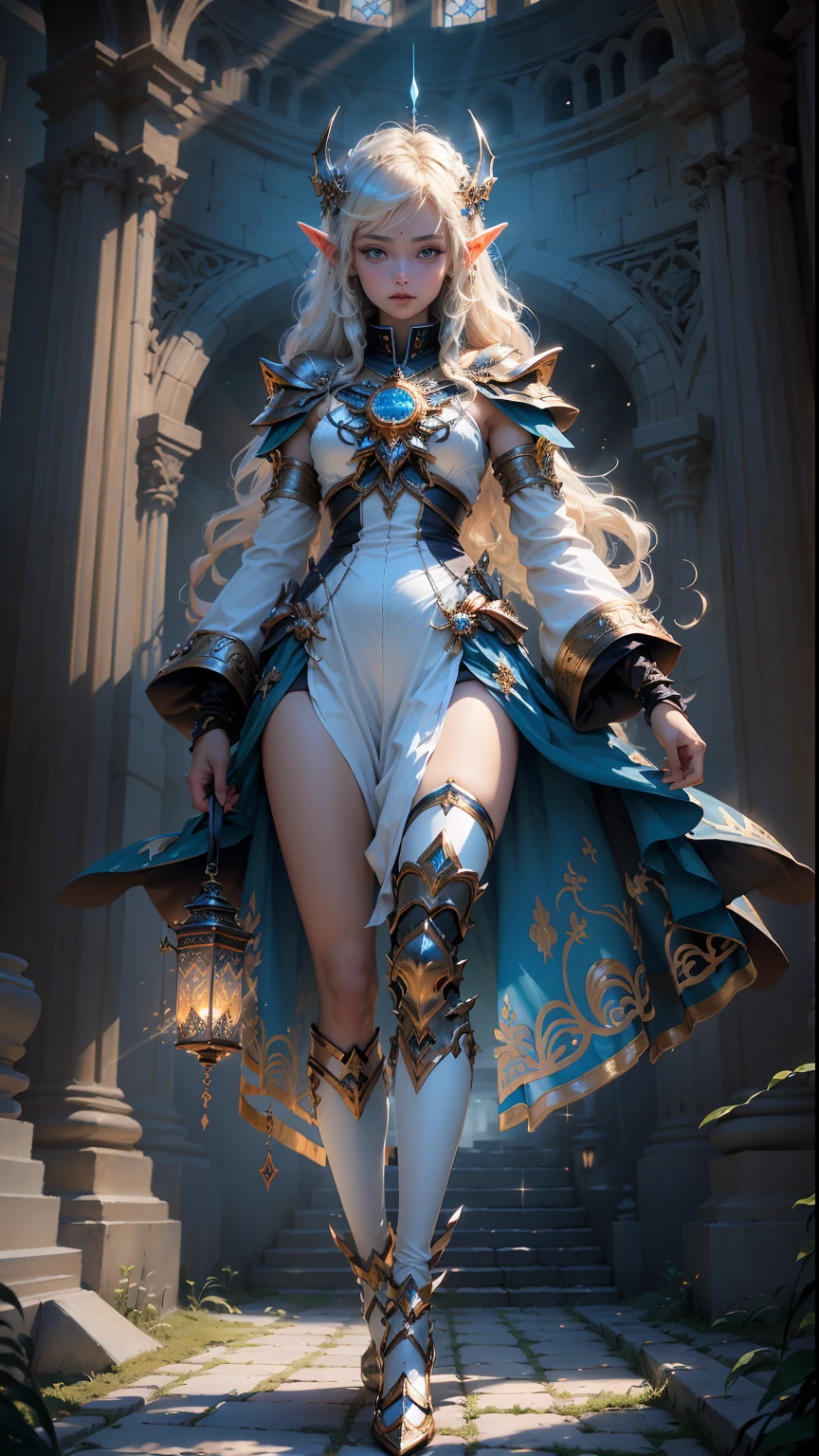 ((Best quality at best)), ((tmasterpiece)), (The is very detailed:1.3), mirai,Magic and technology,kosmos,a heavenly being, Mystic energy,Spaceship,ancient spell power, Occult art,Travel through the universe,Ethereal Elf Tower, ,ancient curse,enchanted weapons