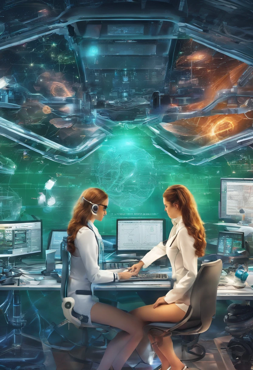 best quality,highres,(realistic,photorealistic:1.37),female blonde scientist, huge breasts, working on device,hovering AI assistant,busy laboratory,advanced technology,modern equipment,innovative research,concentration,focused expression,intelligent assistant,assisting with calculations,complex experiments,scientific discovery,powerful algorithm,real-time data analysis,exciting breakthroughs,computer interface,high-tech gadgets,latex lab coat,goggles,precision instruments,green screen,high-tech laboratory,blueprints,lab safety,whiteboard with equations,team collaboration,flawless execution,groundbreaking discoveries,vivid colors,soft lighting,technical expertise,innovation at its peak, realistic