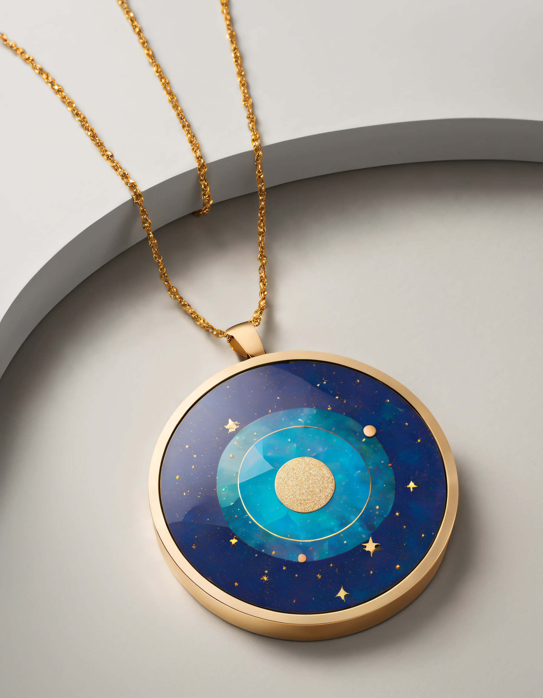 Item design, pendant design, logo design, (a simple round pendant), sense of technology, (only inlaid with a double opal ), black gold border, (Cancer constellation symbol),(Cancer constellation pattern), lapis lazuleite, turquoise, Van Cleef & Arpels, Cartier,
Background: White,by John Pawson,by Toyo Ito,by Zaha Hadid,extremely detailed, best quality, masterpiece, high resolution, Hyperrealistic, 8K, Loop lighting,Mediterranean style, Eclectic,