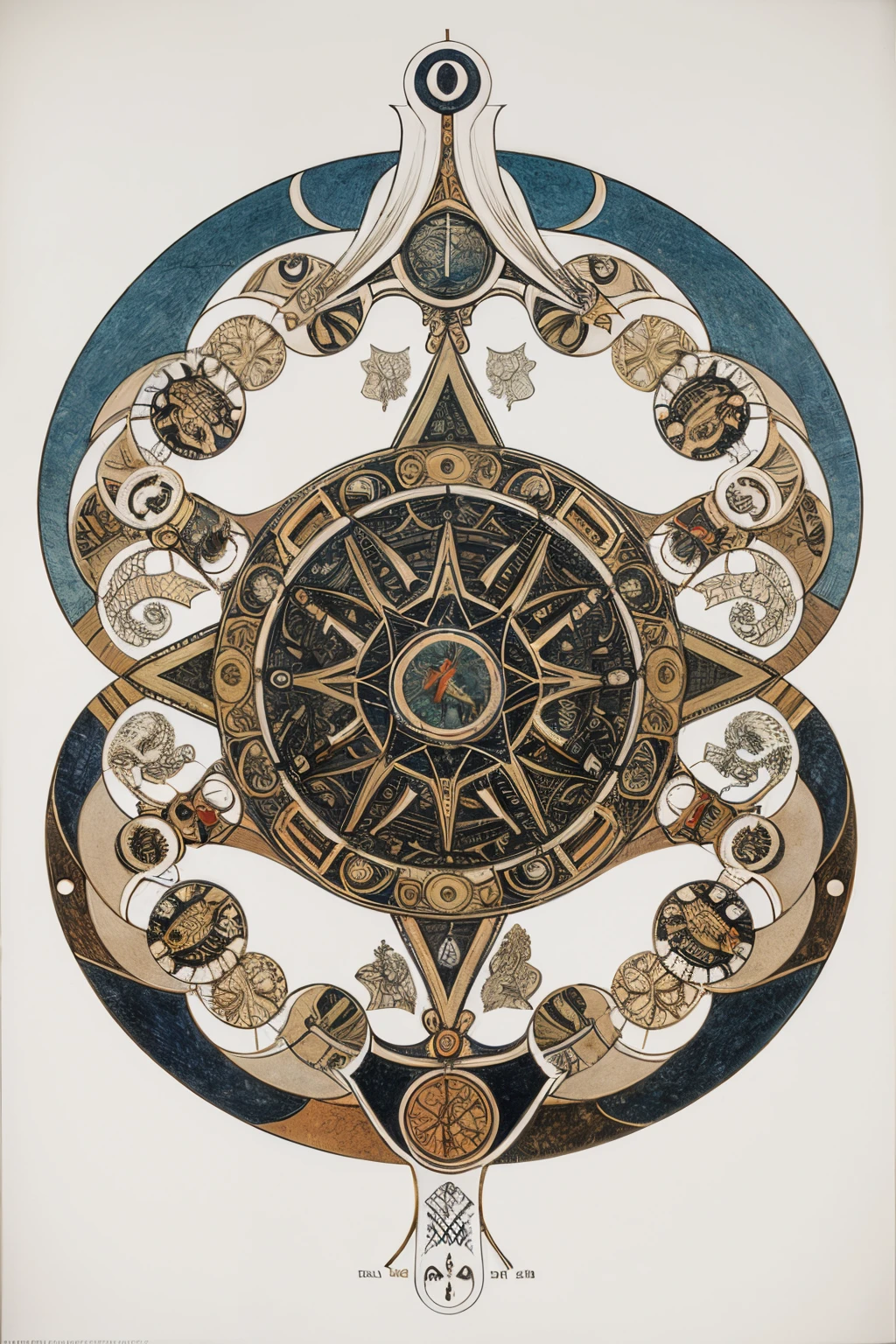 using symbols, runas, geometric shapes and characters from all cultures create an eighth level magic circle drawn on paper
