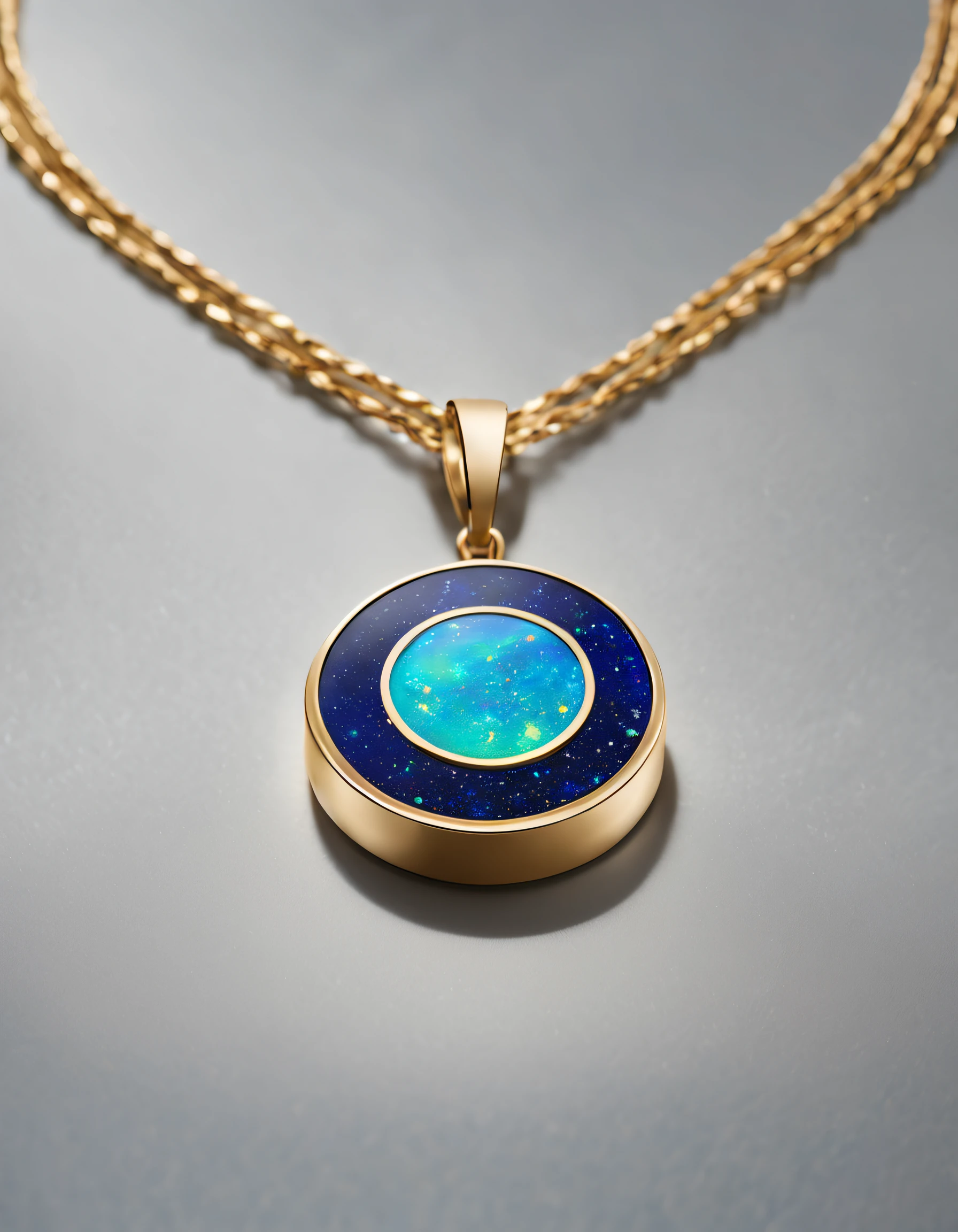 Item design, pendant design, logo design, (a simple round pendant), sense of technology, (only inlaid with a double opal ), black gold border, (Cancer constellation symbol),(Cancer constellation pattern), lapis lazuleite, turquoise, Van Cleef & Arpels, Cartier,
Background: White,by John Pawson,by Toyo Ito,by Zaha Hadid,extremely detailed, best quality, masterpiece, high resolution, Hyperrealistic, 8K, Loop lighting,Mediterranean style, Eclectic,
