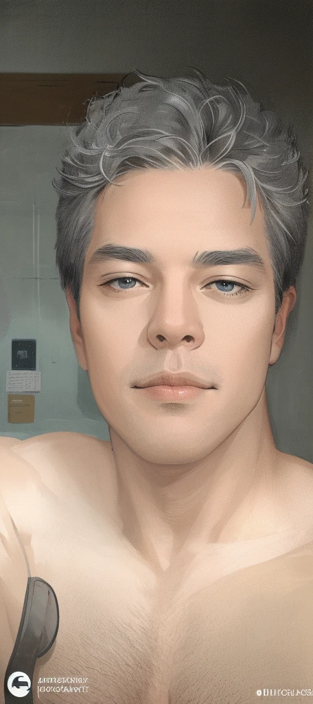 masterpiece, best quality, realistic, 1man, male focus, mature, tall muscular, handsome, [thick eyebrows], portrait, extremely detailed face, gray hair, (short hair)