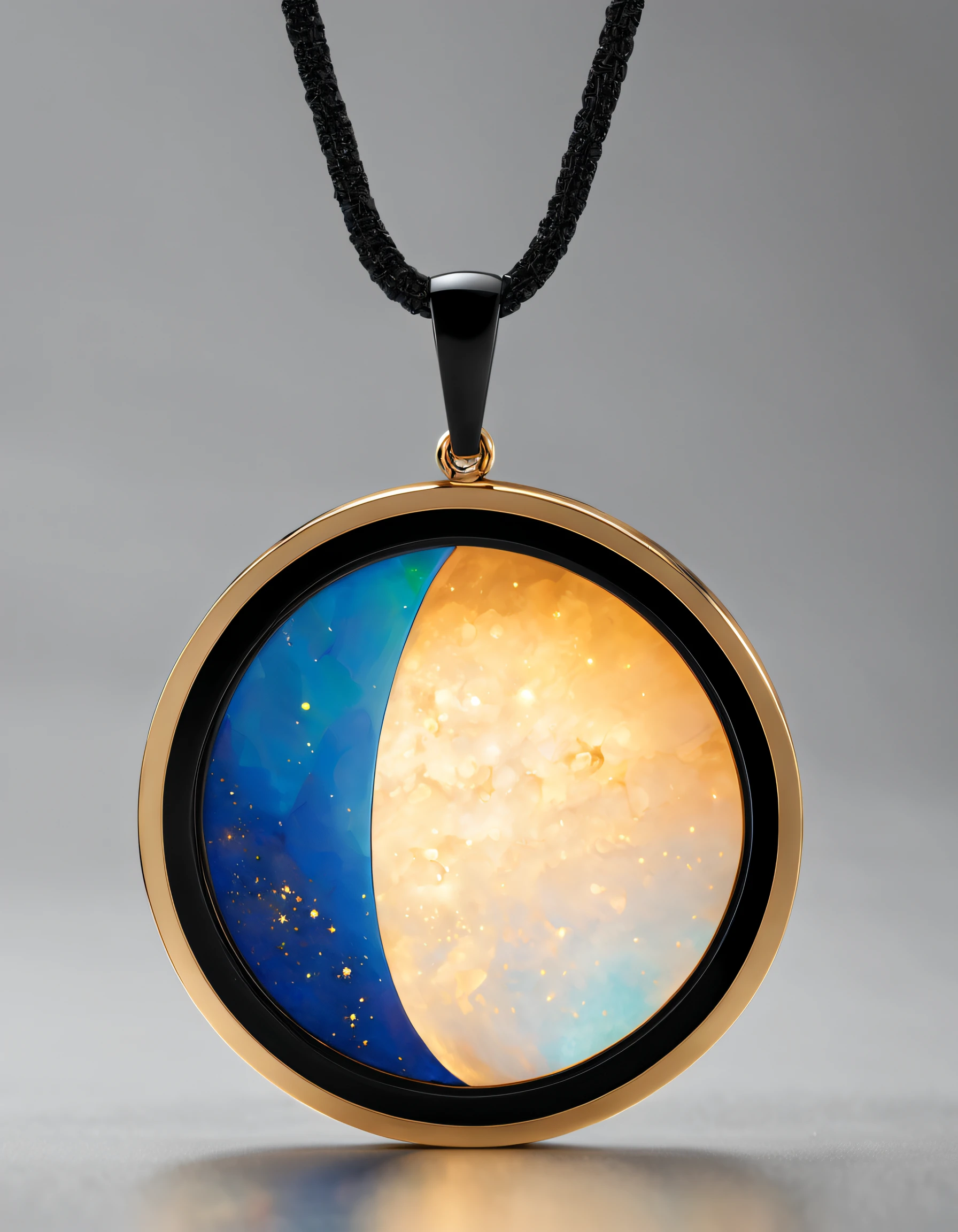 Item design, pendant design, Logo design, (a simple round pendant), sense of science and technology, (Set double opal ), Black gold border,(12 constellation symbols),(12 constellation patterns), lapis lazuli, turquesa, Van Cleef & Arpels & alpes, cartier,
Background with: The white,author:John Pawson,Toyo Ito,zaha hadid,The is very detailed, Best quality at best, tmasterpiece, A high resolution, Hyper-realistic, 8K, Cyclic lighting,Mediterranean style, Eclecticism,