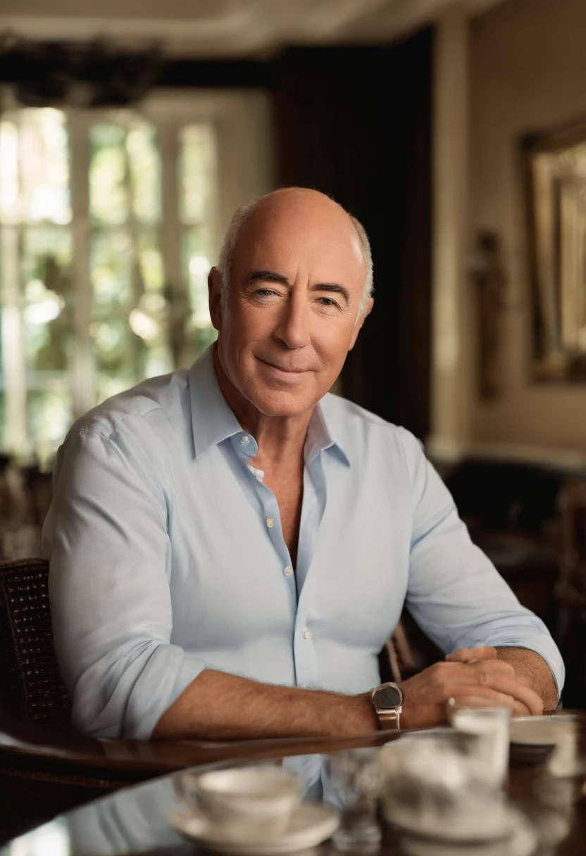 A photo of David Geffen meeting with prominent film directors and screenwriters in a private salon.,original,In terms of appearance, Geffen is typically seen in smart-casual attire, projecting a professional yet approachable image befitting his status as a media mogul. With a clean-shaven face, neatly trimmed hair, and a composed demeanor, he conveys a sense of quiet confidence and understated elegance.
