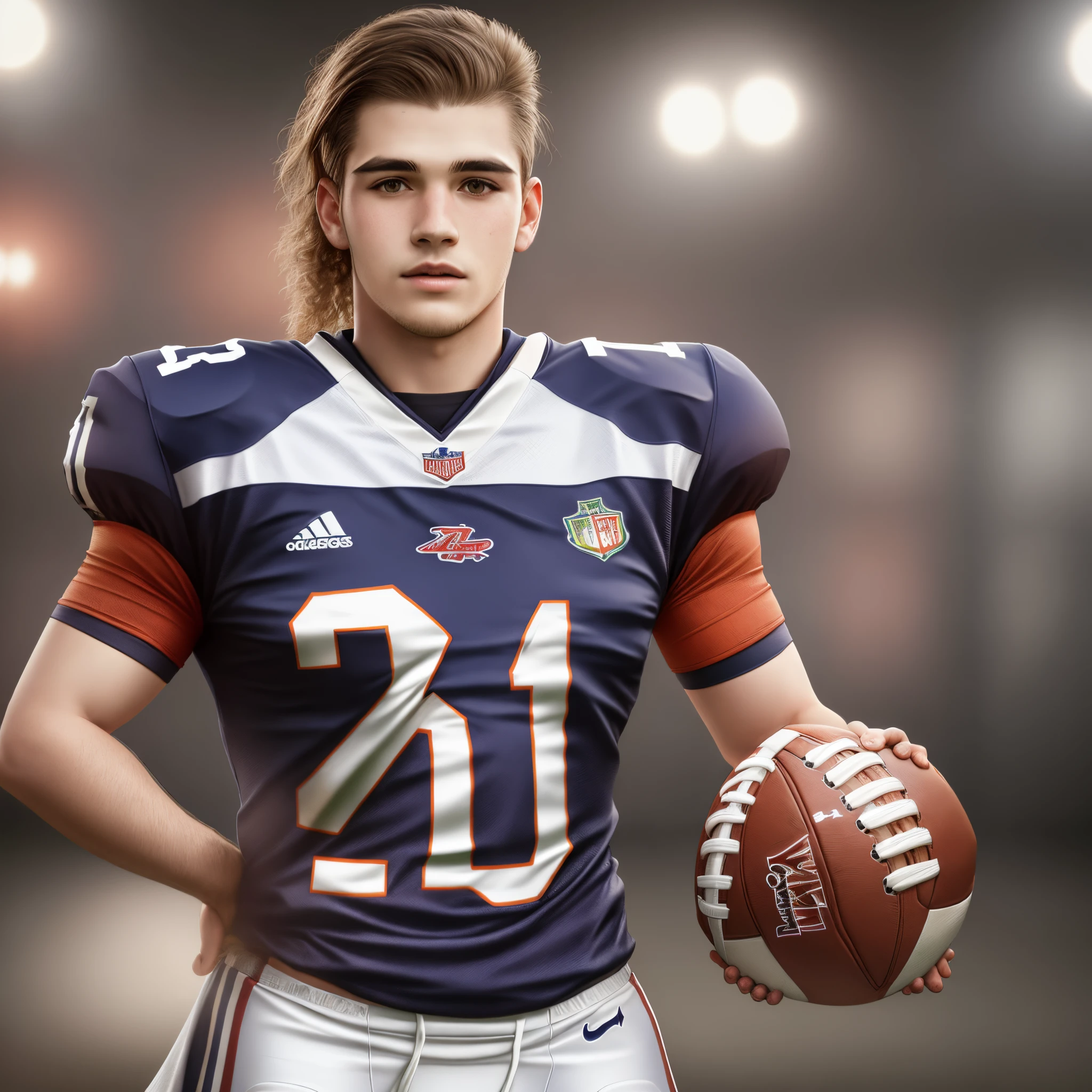 17 men wearing football uniforms, realistic, photo studio