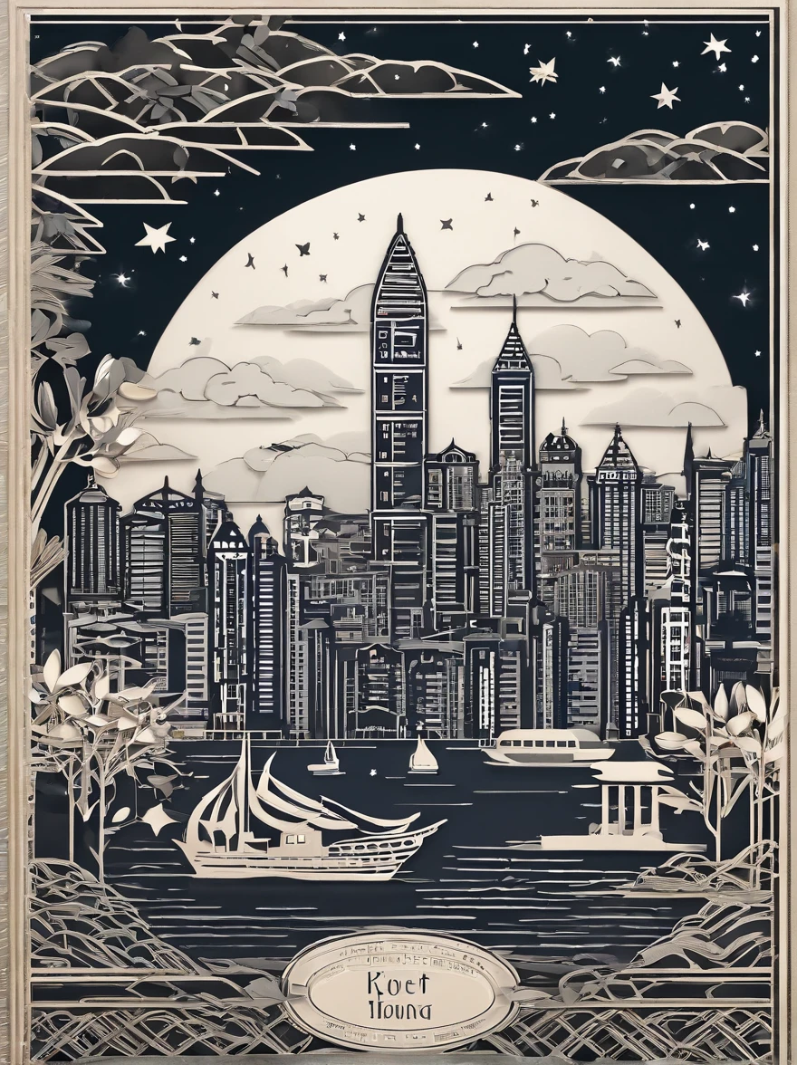 Hong Kong at night,Tsim Sha Tsui Clock Tower,Full moon,star night
