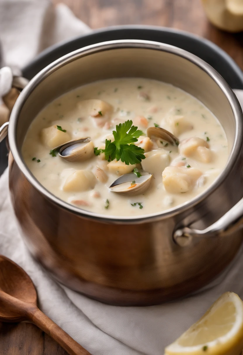 A freshly made batch of rich and creamy clam chowder, filled with plump, tender clams and hearty chunks of potatoes,Seinfeld TV show,The Soup Nazi’s appearance is that of a typical chef with a white chef’s uniform, but his intense, intimidating demeanor sets him apart. He strictly enforces a set of rules at his soup stand, such as ordering customers to line up in an orderly fashion, speak only when spoken to, place their order quickly, and move to the left immediately after ordering.