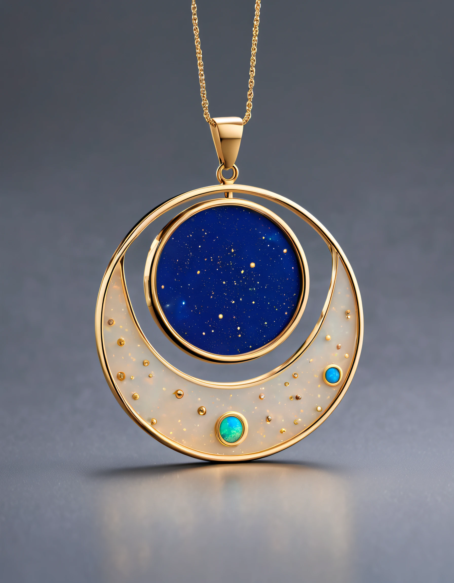 Item design, pendant design, Logo design, (a simple round pendant), sense of science and technology, (Set double opal ), Black gold border,(12 constellation symbols),(12 constellation patterns), lapis lazuli, turquesa, Van Cleef & Arpels & alpes, cartier,
Background with: The white,author:John Pawson,Toyo Ito,zaha hadid,The content is very detailed, Best quality at best, tmasterpiece, A high resolution, hyper realisitc, 8K,Mediterranean style, Eclecticism,