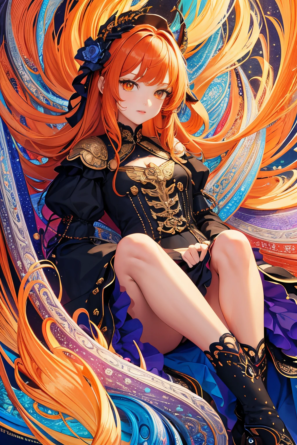 （tmasterpiece，top Quority，best qualtiy，offcial art，Beauty and aesthetics：1.2），（1girl），Extremely detailed，（s fractal art：1.3），extremely colorful，Most detailed，Orange-haired boy