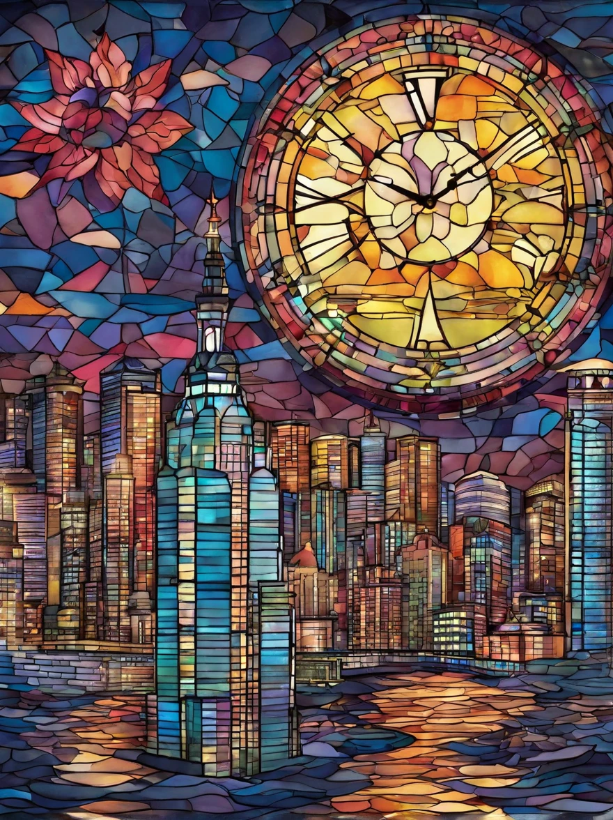 Hong Kong at night,Tsim Sha Tsui Clock Tower,Full moon,star night