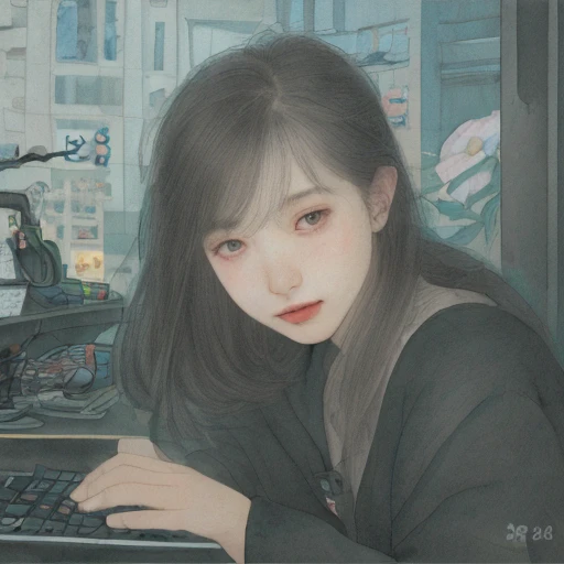 1girl，red，flower，close-up