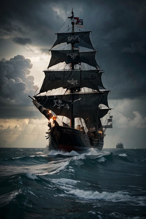 pirate ship in a storm