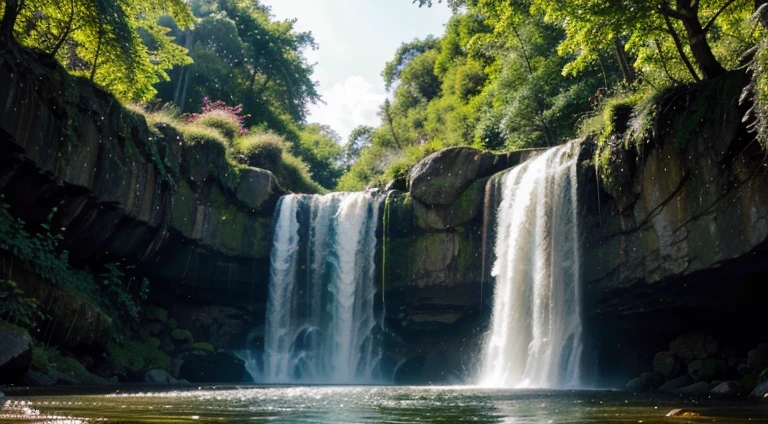 The lush waterfalls reflect sunlight in a unique way, creating a spectacle of colors that dance on the water.