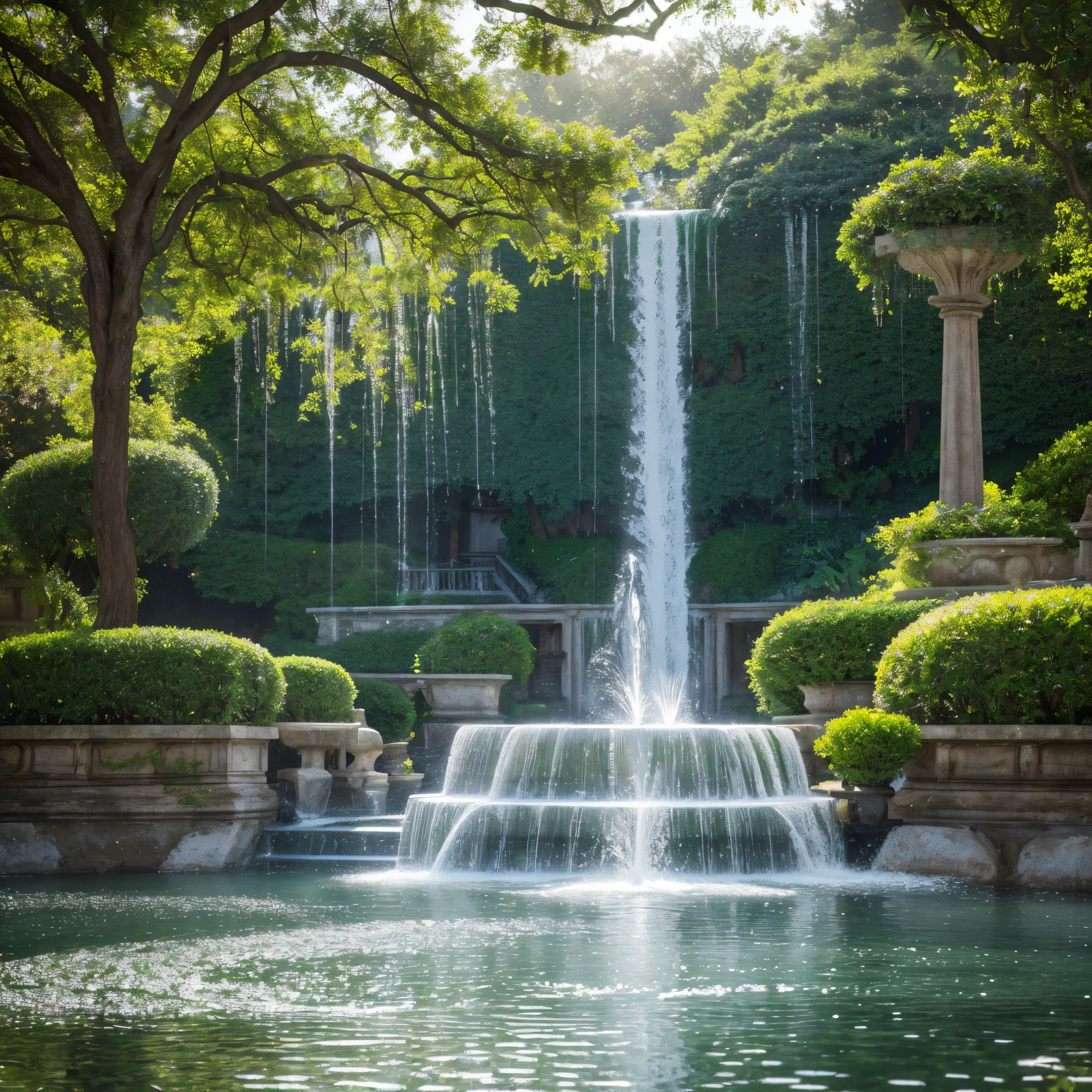 nude woman sitting on steps in front of fountain with fountain in background, fanart best artstation, fantasy art style, 8k high quality detailed art, [ 4 k digital art ]!!, ultra realistic picture, artwork in the style of guweiz, character is in her natural pose, 3 d anime realistic, extremely detailed goddess shot, realistic anime 3 d style