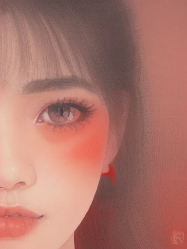 1girl，red，flower，close-up