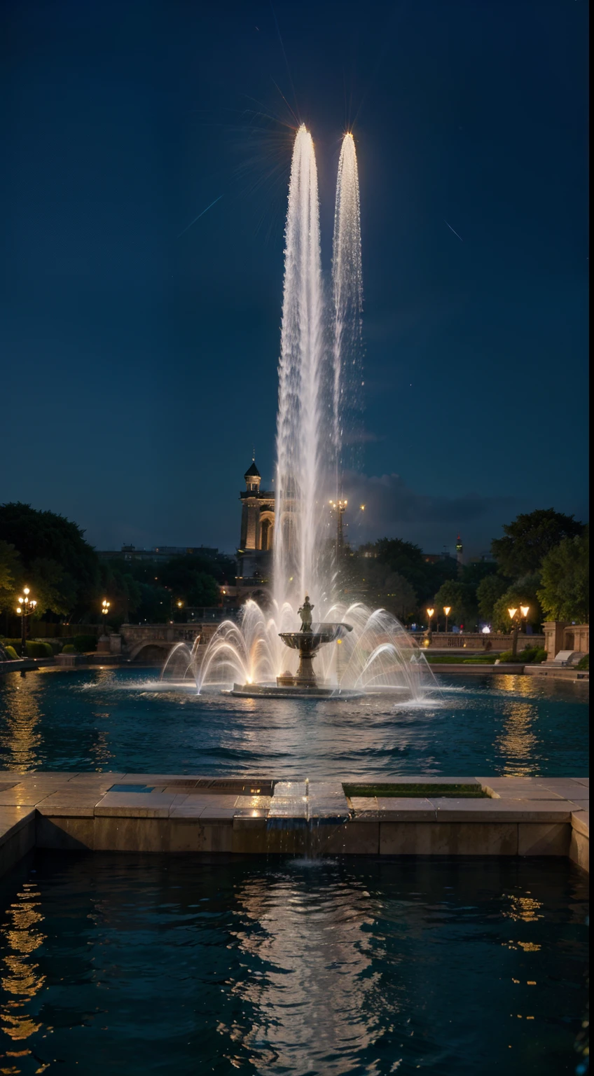 water fountains,landmark,monumental architecture,elaborate decorative details,historical significance,breathtaking view,nature integration,sparkling water jets,serene atmosphere,beautifully sculpted,grand scale,majestic presence,tourist attraction,recreational space,urban oasis,impressive water features,public gathering place,striking design elements,grandeur and elegance,splendid craftsmanship,rich cultural heritage,vibrant and dynamic,magnificent water display,architectural masterpiece,iconic symbol,city's pride,spectacular night view,dancing water lights,impressive water sound,spray and mist effects,flawless execution,impressive engineering,awe-inspiring sight,mixture of water and art,memorable experience,vivid colors,perfectly synchronized,fascinating reflections,memorial tribute