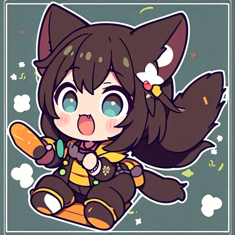 Canine ears,girl with,Brown hair,pow pause