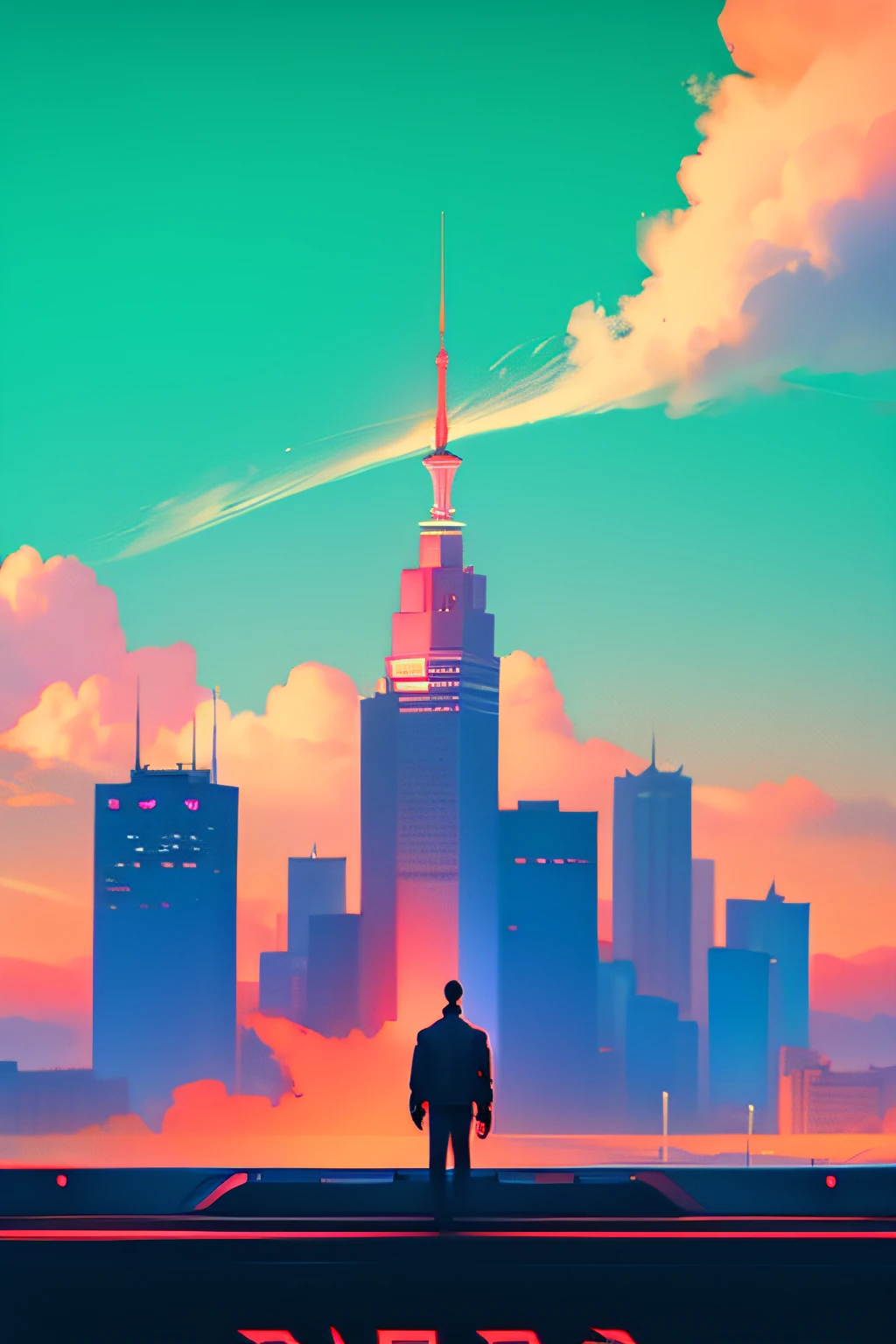 City, modern, cyber, landscape poster, jakarta, indonesian