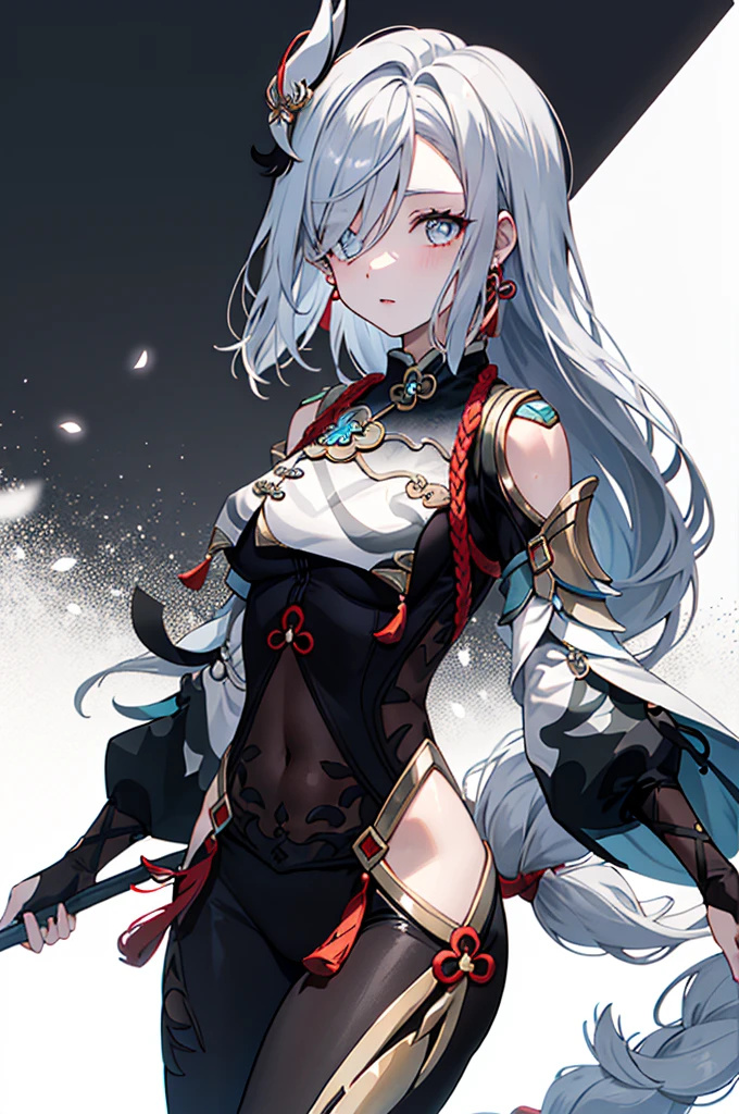 Shenhedef, parte superior do corpo, olhar sedutor, corar, ao ar livre, snowflake scenery, Olhando para o Viewer, Nublado, Moody Lighting, (olhos de detalhe perfeitos:1.2), olhos brilhantes, (long hair a braid:1.2), efeito de habilidade elementar, (master part, best quality, alta qualidade:1.4), arte profissional, detalhes intrincados, field of view, foco nítido, pintura detalhada, photorealistic lighting, trending on pixiv, (vivid illumination, cores vibrantes:1.05), sombras realistas, Ambient occlusion, (corpo atletico:1.3), mulher madura, 30 anos,