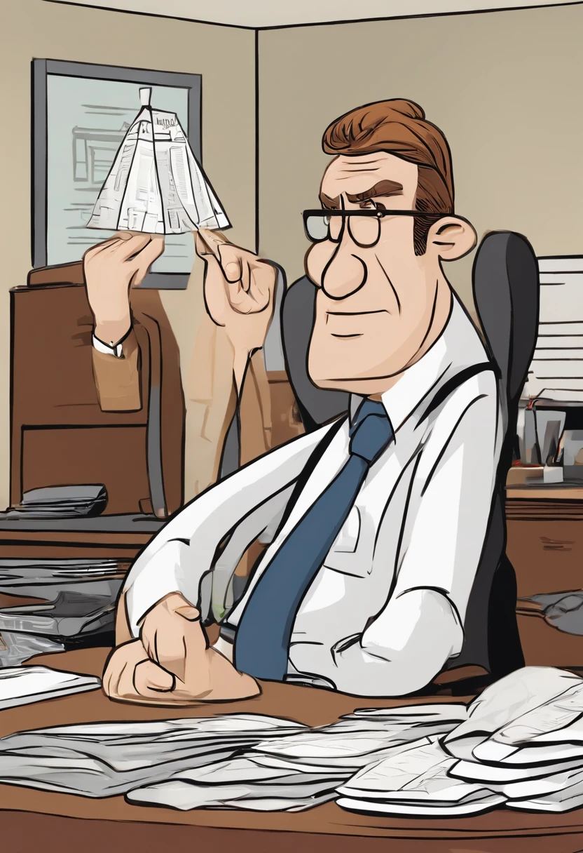 A photo of Jim wearing a giant foam finger and a ridiculous hat at his desk, with Dwight giving a disapproving look in the background,The Office (U.S. TV series),Jim Halpert, a fictional character from the U.S. television series “The Office,” is portrayed as a tall, lean figure with a boyish charm, often seen in standard office attire: a simple button-up shirt and tie. His hair is typically styled in a casual, slightly unkempt fashion, complementing his laid-back and approachable demeanor.