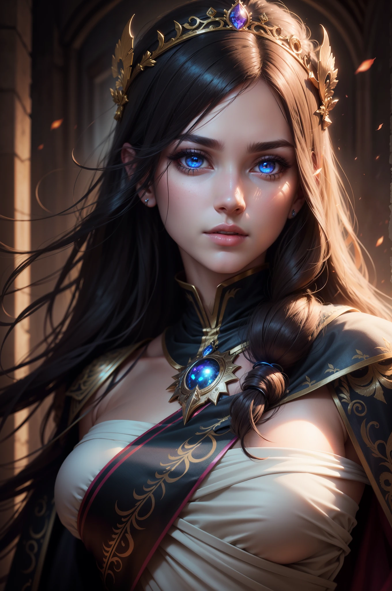 Face portrait of a very Beautiful princesse glowing eyes sexy face glowing eyes hyper realistic super detailed Dynamic shot