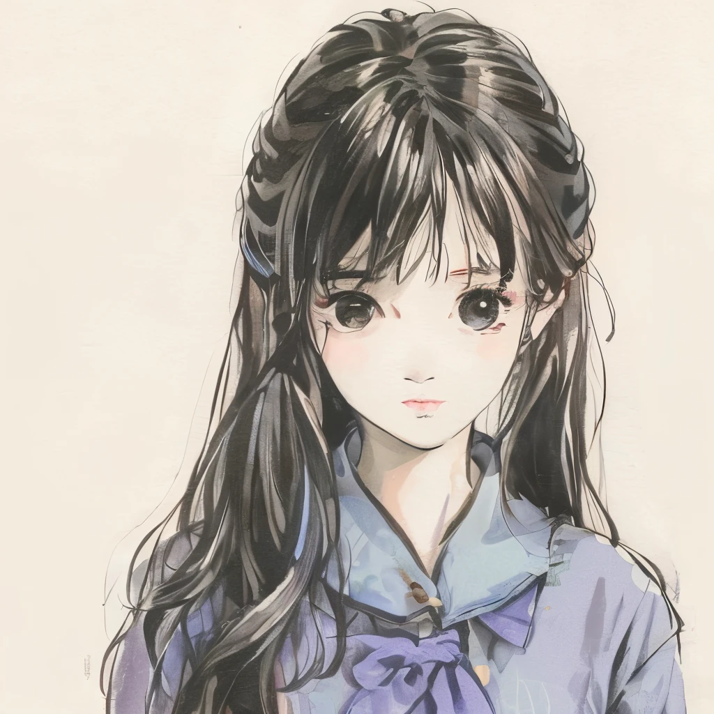 Anime girl with long hair and a bow tie - SeaArt AI