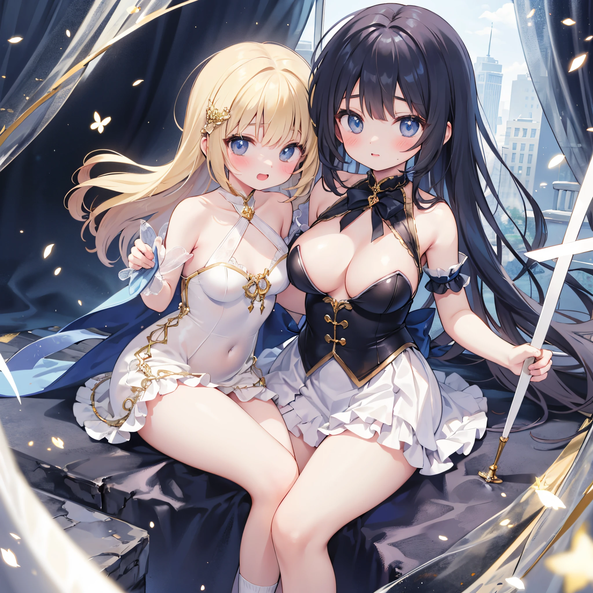 (Masterpiece)、(top-quality)、((ultra-detailliert))、(Super delicate)、2Naughty junior high school student、Beautiful breasts、Futomo、mystical、Fantastical