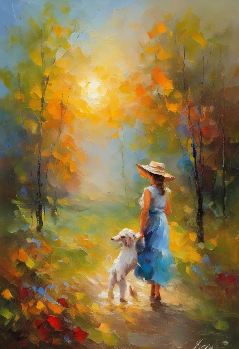 masterpiece、top-quality、morning、stroll。pup、1girl in、Cloud Girl、floating in sky、a closeup、with light glowing、Happiness、Fresh morning sunshine、(Spark:0.7) 、stroll、landscapes