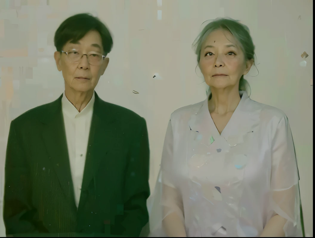 Grandpa and grandma, cg realistic, hyperdetail, 8k, sharp eyes, lens flare, profesional photoshoot, 1girl, solo