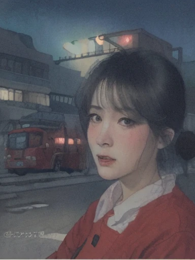 1girl，red，flower，close-up