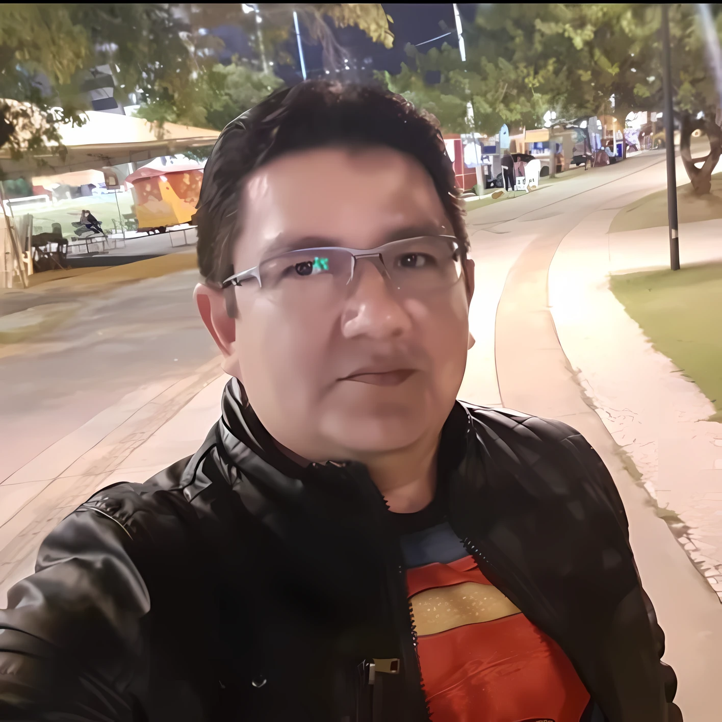 chiseled man in superman shirt taking a selfie on the sidewalk, andres rios, david rios ferreira, Eloy Morales, Jose Miguel Romano Francisca, Henry Alvim Correa, Emad Mostaque, Carlos Ortega Elizalde, juan diaz canales, victor maristane, edu souza, Rosemary Ressendi
