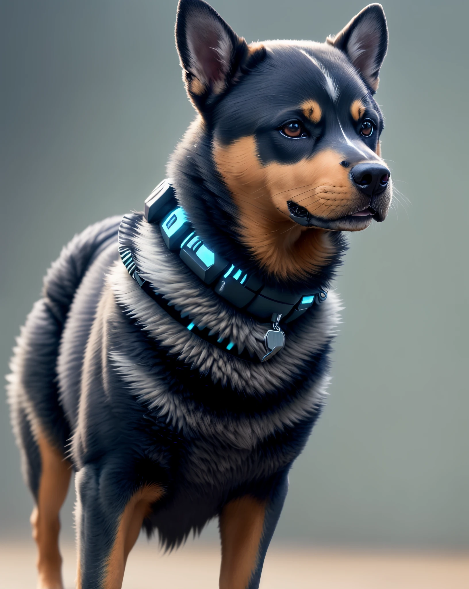 a Rottsky dog ​​with an artificial intelligence look