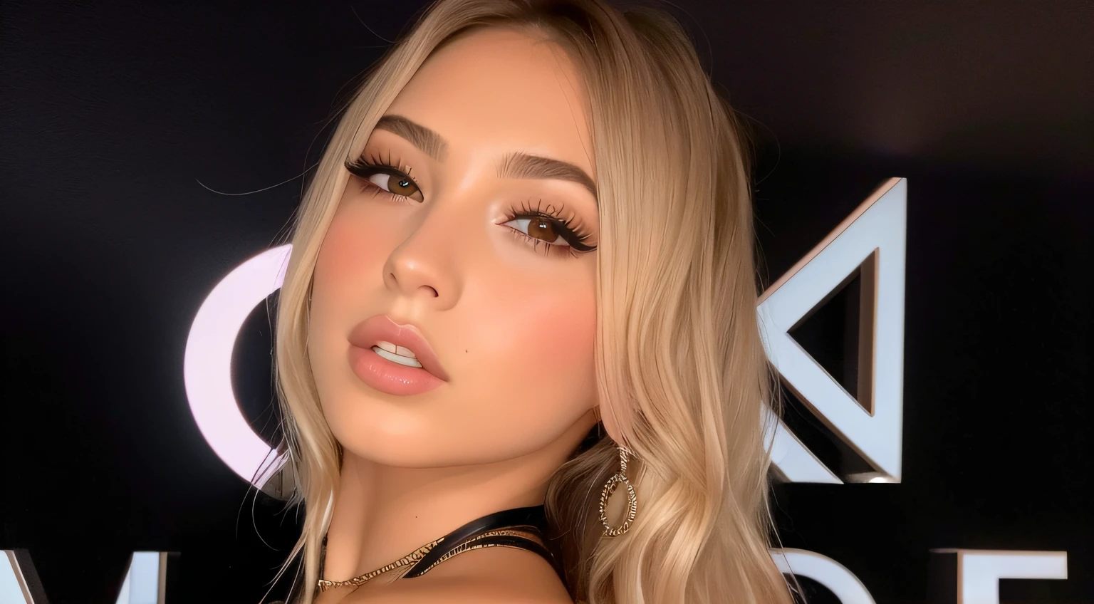 Mulher loira com cabelo longo e batom rosa posando para uma foto, Marischa Becker, Retrato Sophie Mudd, ava max, Olivia de Bernardinis, Lorena Avarez, rosto sexy com maquiagem completa, Kailee Mandel, cabelos loiros e olhos grandes, ástor alexander, rosto como ester exposito, Lindsay Adler, fernanda suarez, Violeta Myers