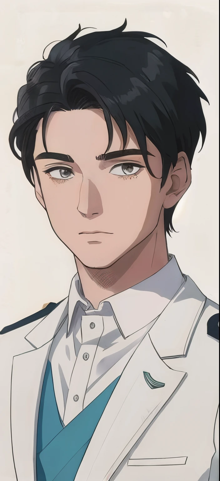 anime handsome man, Male anime style,man wearing white police uniform,The background is the streets of Shibuya, Tokyo,Full body like,Vintage comic book style