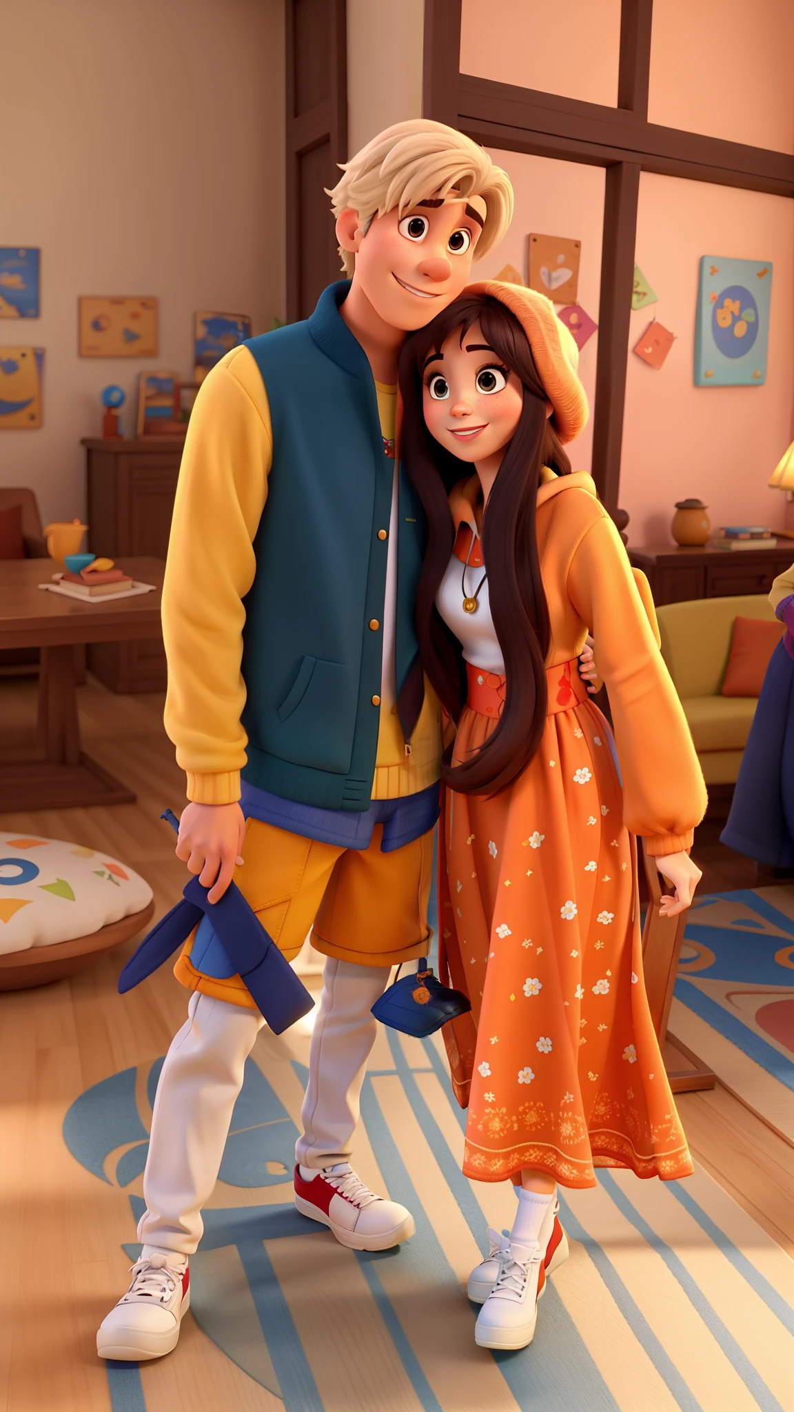 casal no estilo disney pixar, alta qualidade, melhor qualidade