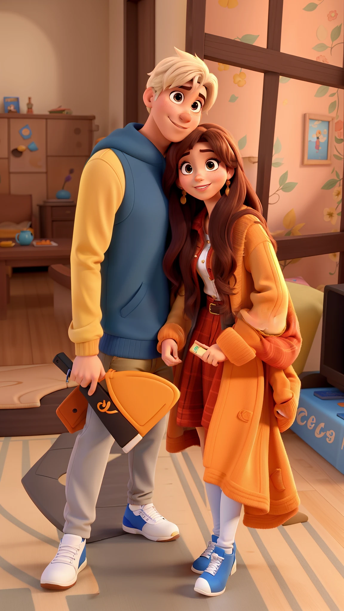 casal no estilo disney pixar, alta qualidade, melhor qualidade