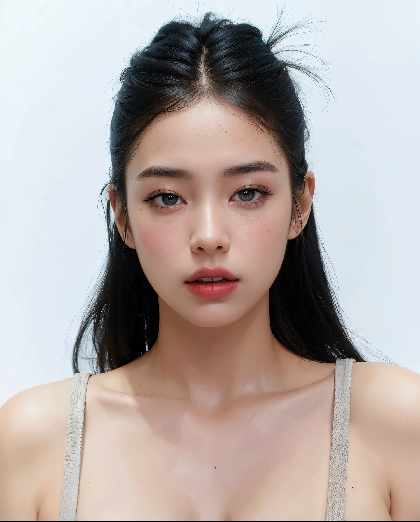 A closeup of a woman with a white jacket and bra top, Lulu Chen, Wenfei Ye, kwak ji jovem, jennie blackpink, Heonhwa Choe, gemma chen, Lee Ji-eun, Lee Ji - Eun, Shen Mingchen, TaeJune Kim, Kiyoko Suzuki, Gongbi, Jaeyeon Nam, Shin min jeong, xue ele