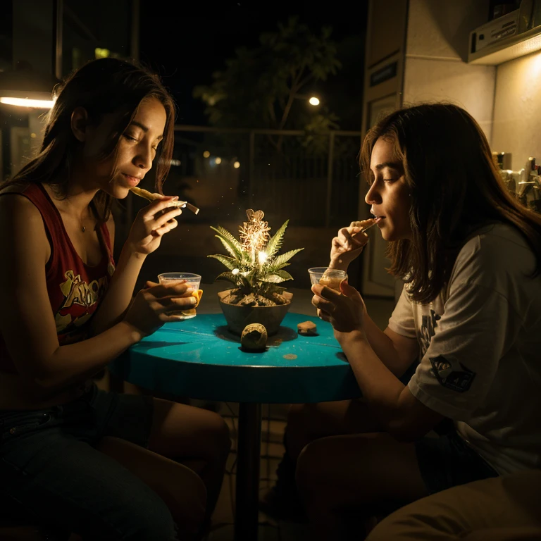 Aliens fumando maconha felizes na noite