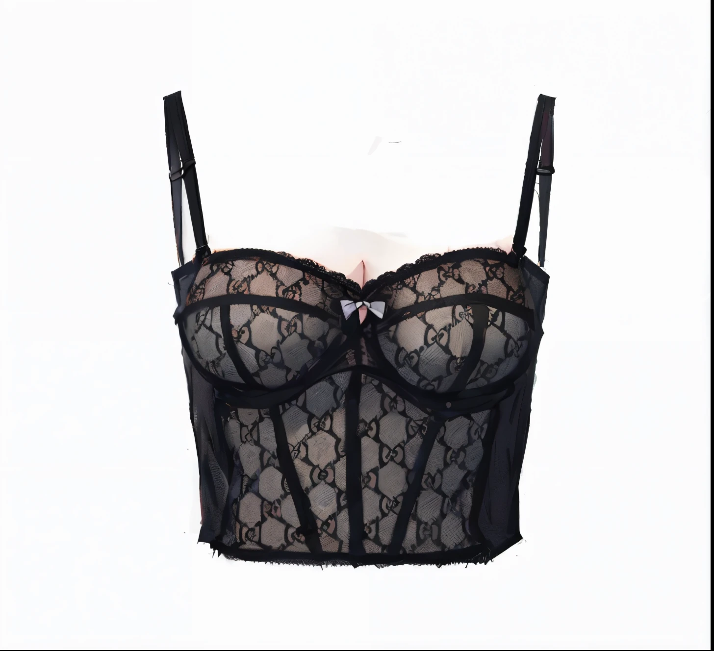a close up drawing of a black bralette with a lace pattern, honey birdette, seductive lingerie camisole, black bra, bralette, seductive camisole, lingerie, buxom, laced lingerie, sheer, sexy push up bras, in a black betch bra, corset, bra, gucci, push-up underwire