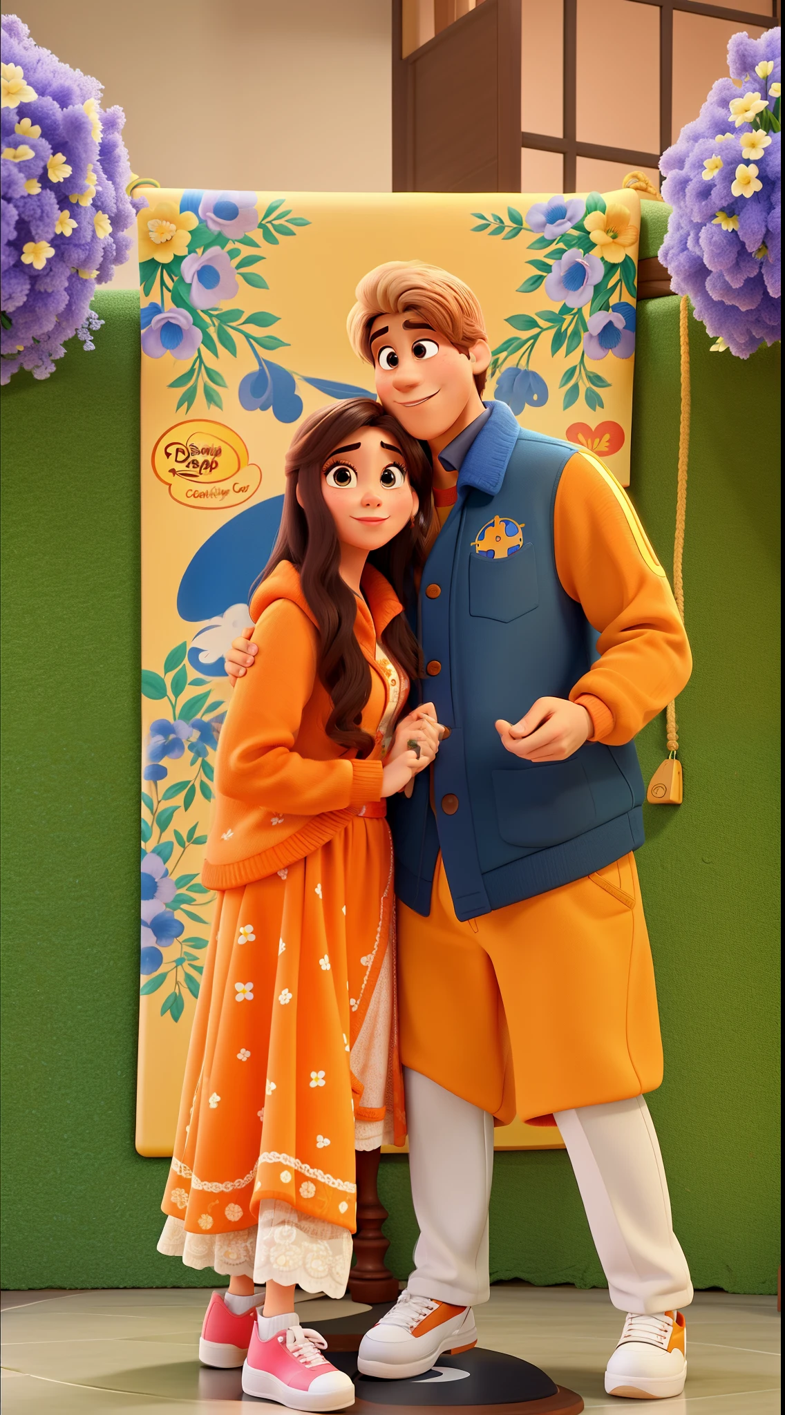 casal no estilo disney pixar, alta qualidade, melhor qualidade