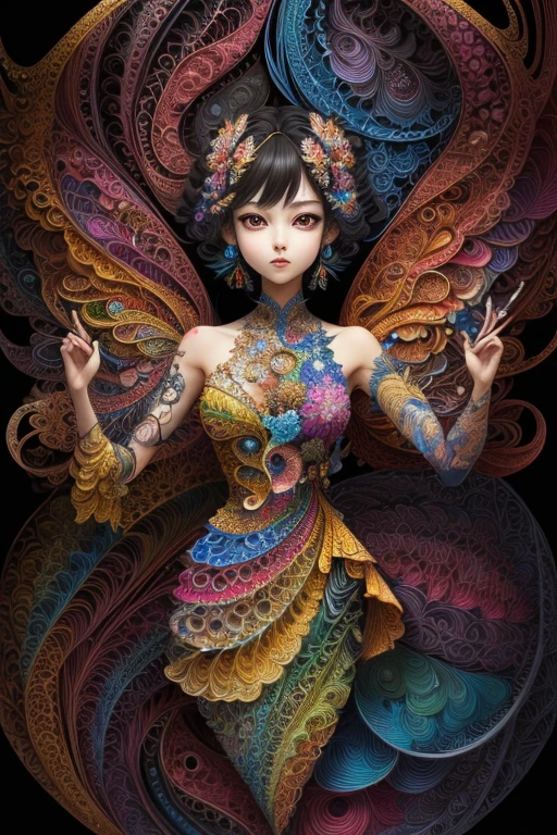 (masterpiece, top quality, best quality, official art, beautiful and aesthetic:1.2), (1girl:1.3), extremely detailed,(fractal art:1.2),colorful,highest detailed,(zentangle:1.2), (dynamic pose), (abstract background:1.5), (treditional dress:1.2), (shiny skin), (many colors:1.4), upper body, masterpiece, best quality,high quality,highres, 16K,RAW,ultra highres,ultra details,finely detail,an extremely delicate and beautiful,extremely detailed,real shadow, anime,highly detailed painted,award winning glamour paintting,wonderful paintting,art style,stylized,