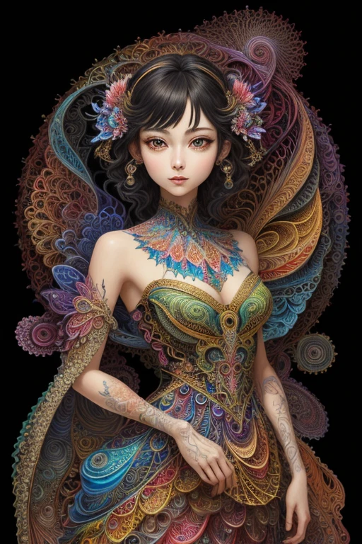 (masterpiece, top quality, best quality, official art, beautiful and aesthetic:1.2), (1girl:1.3), extremely detailed,(fractal art:1.2),colorful,highest detailed,(zentangle:1.2), (dynamic pose), (abstract background:1.5), (treditional dress:1.2), (shiny skin), (many colors:1.4), upper body, masterpiece, best quality,high quality,highres, 16K,RAW,ultra highres,ultra details,finely detail,an extremely delicate and beautiful,extremely detailed,real shadow, anime,highly detailed painted,award winning glamour paintting,wonderful paintting,art style,stylized,