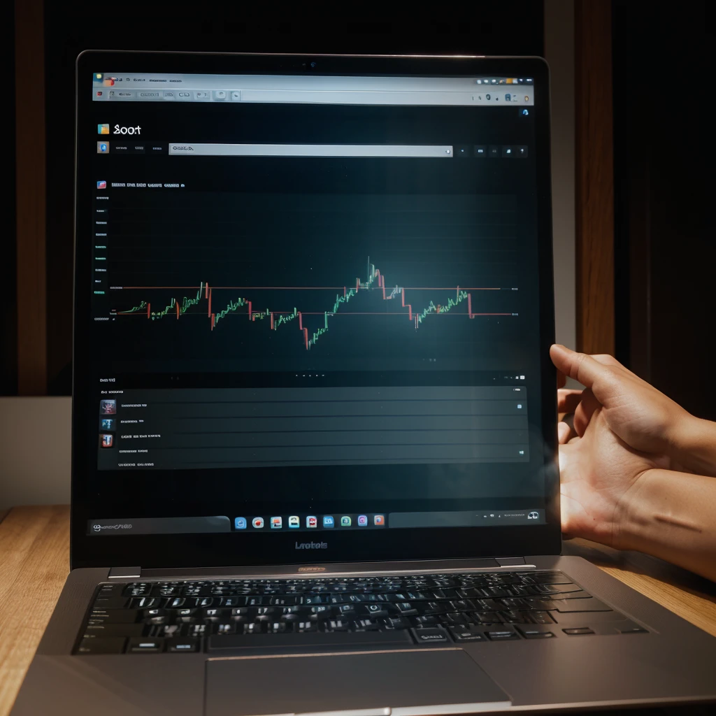 Trading in a laptop screen with up graph