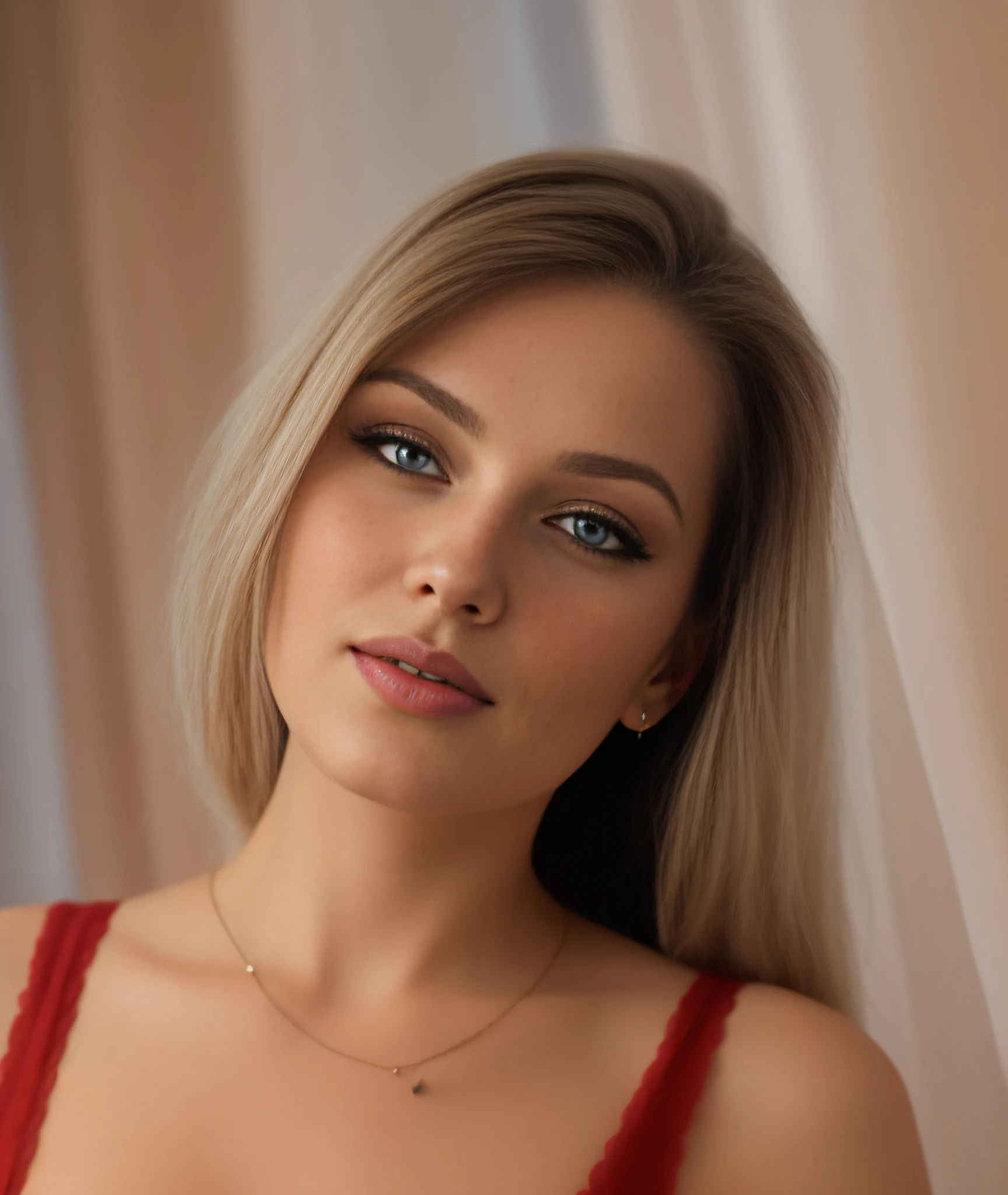 Woman with long blonde hair and blue eyes posing for photo, dasha taran, yelena belova, sexy face with full makeup, aleksandra waliszewska, a perfect face ), olga buzova, by Emma Andijewska, jaw dropping beauty, The style of Yulia Razumova, light braids and blue eyes